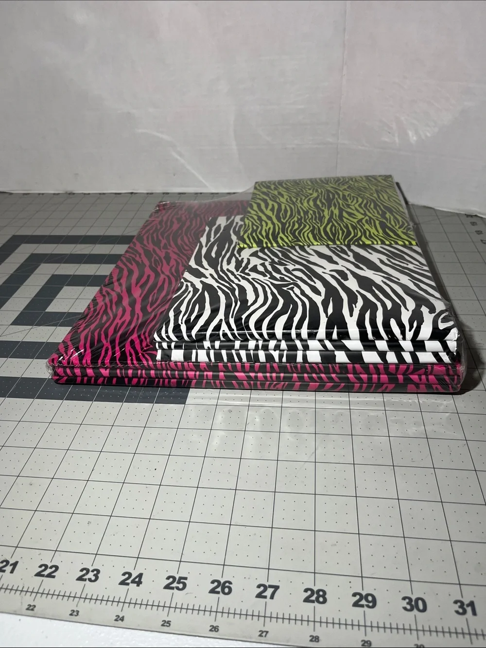 Zebra Print scrapbook Trio - Pink, White, Lime Green